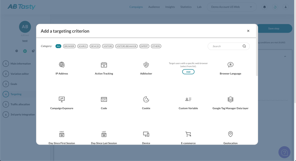 screenshot of AB Tasty